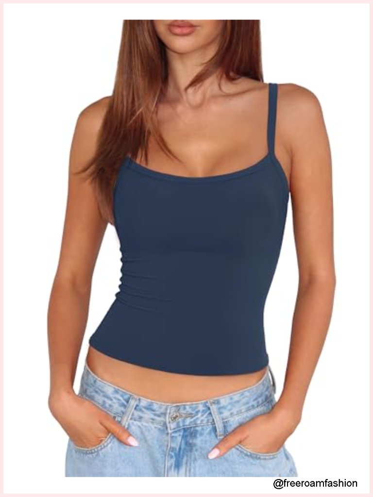 Built In Bra Tank Top Square Neck Camisole Going Out